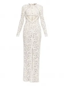 Макси-платье из кружева с украшением пайетками Nissa, белый