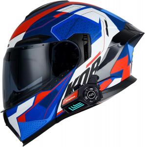 Шлем модуляр GUENZO с микрофоном, синий / белый / красный