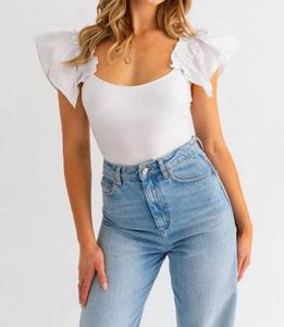 Боди с милыми рукавами белого цвета LE LIS