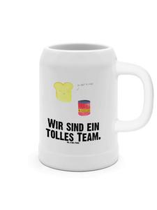 Пивная кружка, тост, джем с надписью на белом фоне Mr. & Mrs. Panda