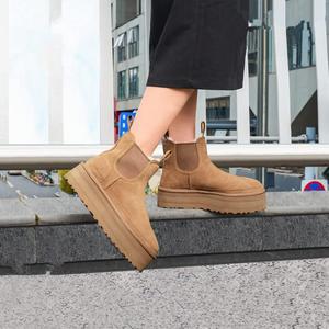 Usknxiu Женские зимние ботинки из замши с меховой подкладкой, модные, противоскользящие, на щиколотку, теплые ботинки до середины голени, черные, размер 10