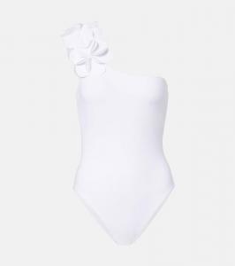 Купальник Tess с цветочными аппликациями на одно плечо Karla Colletto, White