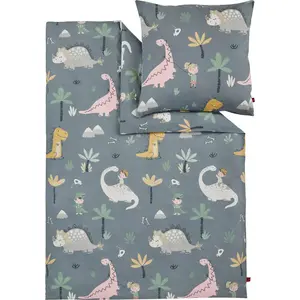 Детское постельное белье s.Oliver "Атласное постельное белье s.Oliver Junior", в различных дизайнах: животные сафари Африка, динозавр, космос, единорог, серый