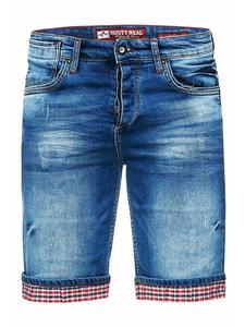 Синие джинсовые шорты с клетчатым рисунком SATTO синего цвета Rusty Neal