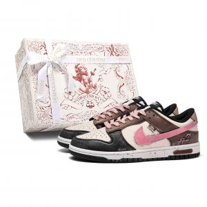 Nike Кроссовки для скейтбординга Dunk Swift Dust Box с противоскользящей амортизацией и износостойкостью, низкие, розово-коричневые, унисекс