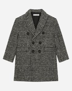 Двубортное пальто из шерстяной смеси с елочкой Dolce&Gabbana, мультиколор