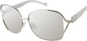 Женские солнцезащитные очки Jessica Simpson J5686 увеличенного квадратного размера с защитой от УФ-излучения UV400, Silver & White