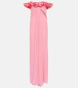 Платье из шелкового жоржета с открытыми плечами Giambattista Valli, розовый