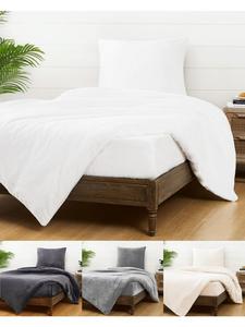 Jack Комплект постельного белья из плюшевого флиса, 2 предмета, 155x220 см, однотонный белый