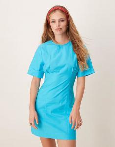 Приталенное мини-платье-футболка ASOS DESIGN синего цвета