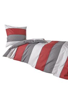 Постельное белье Nordic Stripe Red в красном цвете Traumschlaf, 200x200 (2x 80x80 см)