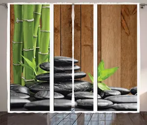 Штора ABAKUHAUS в морском деревенском стиле, бамбуковые ветки, спа-рок, универсальная ленточная штора для гостиной с петлями и крючками, 280 х 245 см, цвет темно-серый, коричневый, зеленый Abakuhaus