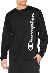 Футболка с длинным рукавом Champion C3-XS401, круглый вырез, защита от УФ-излучения, быстросохнущая, с логотипом, мужская спортивная футболка, черный