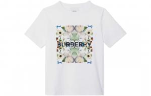 Футболка детская Burberry с цветным принтом, белый
