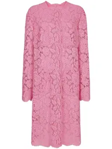 Двубортное пальто из цветочного кружева DOLCE & GABBANA, розовый