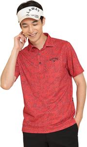 Мужская поло-рубашка Callaway C24234106 с коротким рукавом (в горошек, впитывающая влагу, быстросохнущая), для гольфа, красный