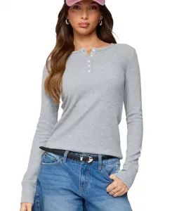 Женская футболка Helaine Waffle Henley Edikted, серый