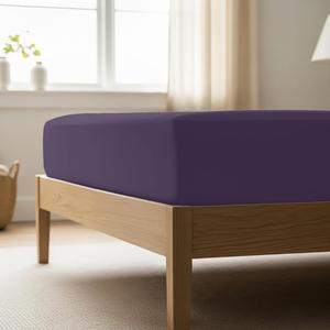 Mellanni Простыня на резинке, размер King (198x203 см), глубина до 40 см, мягкая охлаждающая, устойчивая к выцветанию и пятнам, фиолетовый, 1 шт.