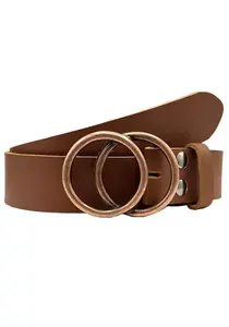 LIFEBULT by showroom Ремень кожаный 019°, с двойной кольцевой застежкой медного цвета, сменный Rettungsring By Showroom 019°, коричневый