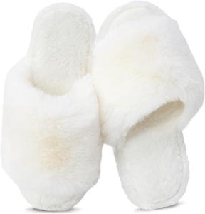 Женские мягкие плюшевые тапочки Rosoz с эффектом памяти, противоскользящей тонкой подошвой, для дома и спальни, для улицы и дома, с открытым носком, бежевый