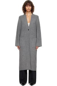 Loulou De Saison Длинный кардиган Gray smet yak blend