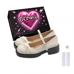 Boldi Kuki Туфли Мэри Джейн на массивном каблуке женские - бежевые (эксклюзивная упаковка + носки в комплекте), цвет Beige (Exclusive Box+Includes Socks)