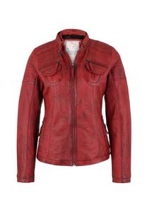 Кожаная куртка с модным воротником стойкой MIRACLE OF DENIM, красный