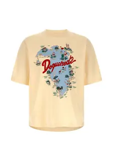 Футболка с принтом и круглым вырезом Dsquared2, бежевый