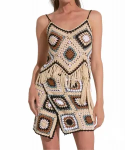 Вязаный крючком топ Island с бахромой внизу, натуральный цвет Elan