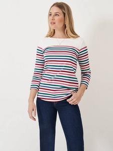 Хлопковая футболка с длинным рукавом и полосками Crew Clothing