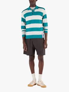 Регбийская рубашка Regular Fit из мериносовой шерсти с полосками John Smedley, Ocean Teal/Snow White