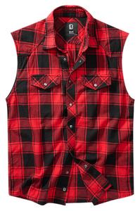 Рубашка в клетку без рукавов Brandit, красный/черный