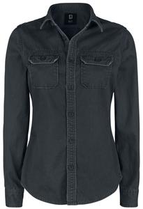 Рубашка с длинными рукавами Brandit Girls Vintage Shirts Longsleeve, черный