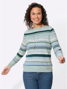 Свитер с круглым вырезом в полоску мятно-лаймового и петролеумного цветов WITT WEIDEN