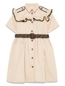 Габардиновое платье Fendi Kids, нейтральный