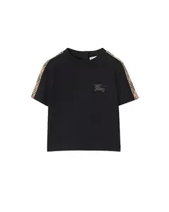 Детская хлопковая футболка в клетку. Burberry, черный