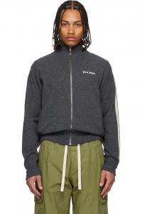 Palm Angels Классическая серая трикотажная спортивная куртка с логотипом