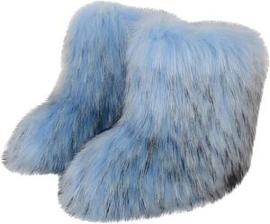 Женские разноцветные сапоги TangDao из искусственного меха, пушистые, мягкие, с округлым носком, из замши, зимние, удобные, теплые, короткие снегоступы на плоской подошве, сапоги до середины голени, для улицы и дома, Light Blue