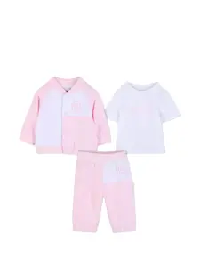 Комплект из топа и брюк в стиле колор-блок Boss Kidswear, розовый