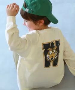 Футболка с длинным рукавом и крупным силуэтом дьявольской лабрадорши, Детская одежда. Размер 26SS Devirock, цвет 009-Tiger-Off White