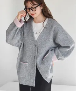 Отличительный/Двусторонний кардиган с V-образным вырезом, сочетающий разные цвета