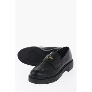 Кожаные мокасины LOVE с отделкой в форме сердца Moschino, черный