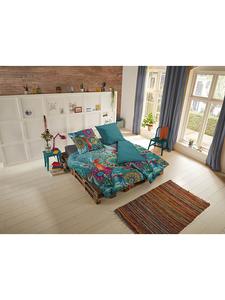 Комплект постельного белья из сатина синего цвета Hip, 240x200/220 см