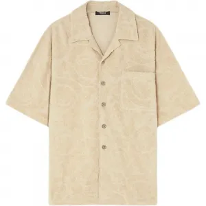 Рубашка Barocco Jacquard с коротким рукавом VERSACE, бежевый