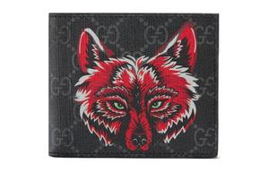 GUCCI Кожаный кошелек мужской черный/серый/красный