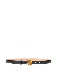 Кожаный ремень с полосатым декором Roberto Cavalli, черный