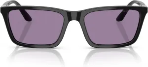 Женские солнцезащитные очки Emporio Armani EA4239U, универсальная посадка, прямоугольной формы, Shiny Black/Violet