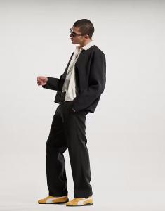 Строгие брюки прямого кроя черного цвета с резинкой на талии Asos Design