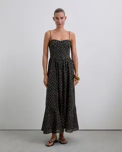 Платье с тонкими бретелями в принт Scalpers, черный