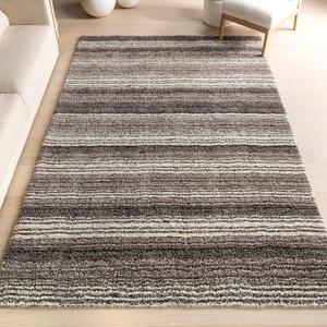 Ковер nuLOOM, 153 x 244 см, Drey Striped Shag овальный, shag, серый мульти/коричневый, для гостиной, спальни, столовой, детской